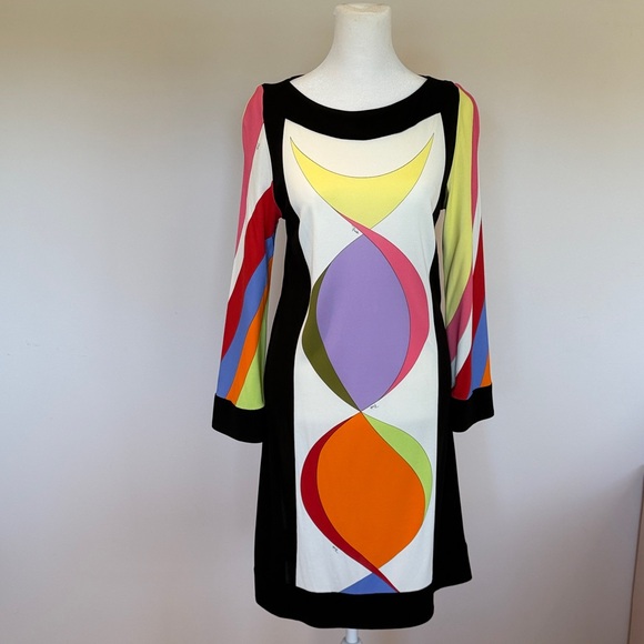 emilio pucci long sleeve dress Emilio Pucci Vintage Logo Dress One-Piece #34 Multicolor Blue
